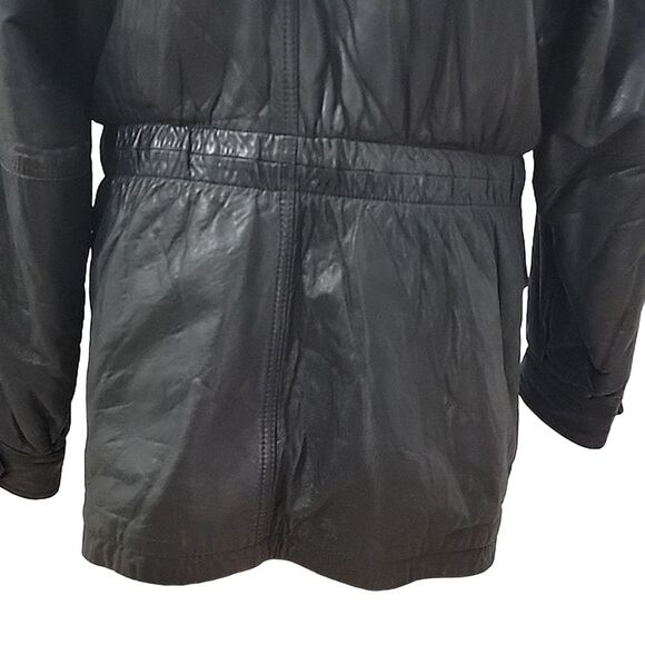 Andrew Marc Soft Black leather Field Jacket - Vintage, drawstring, Men's SZ L - Picture 10 of 15